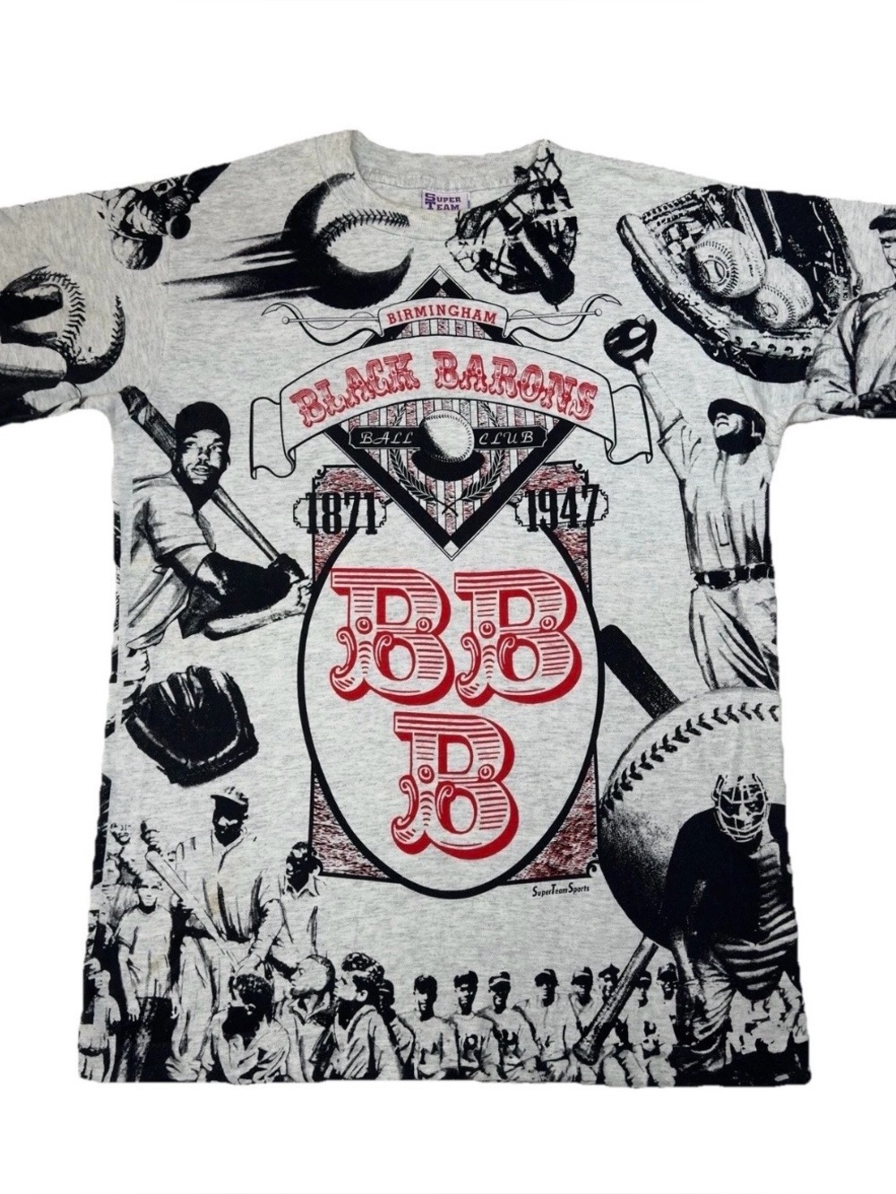 Vintage Birmingham Black Barons T-Shirt AOP Negro League Baseball 90s USA Mens L